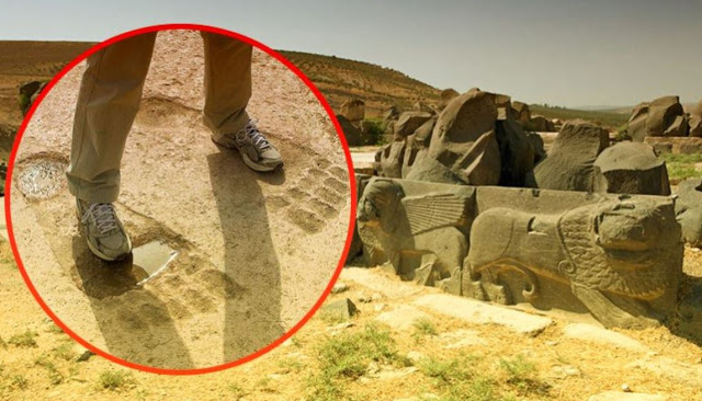 The mark of the Anunnaki? Meet the GIANT footprints of Ain Dara